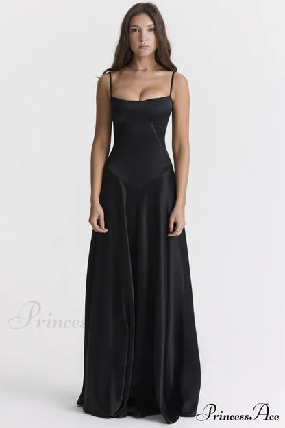Anabella Black Lace Maxi Dress