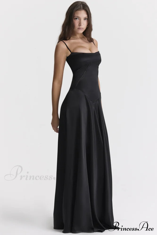 Anabella Black Lace Maxi Dress