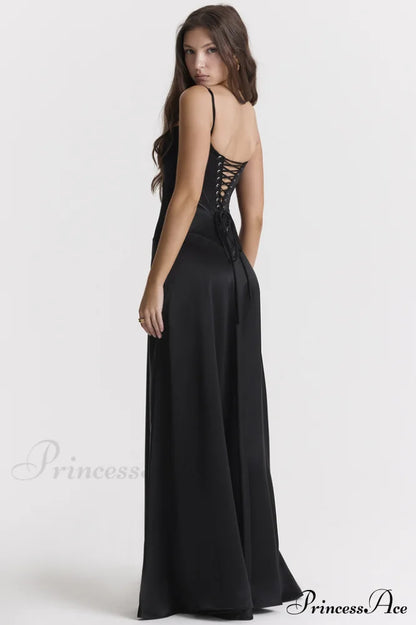 Anabella Black Lace Maxi Dress