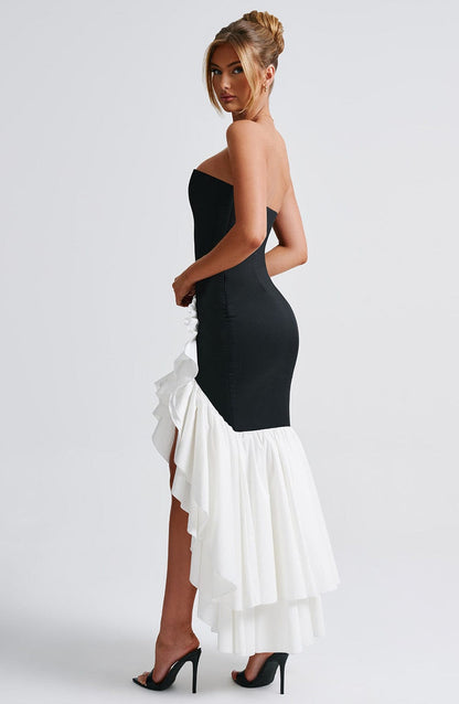 Angelina Maxi Dress - Black/White Dress Babyboo Fashion Premium Exclusive Design