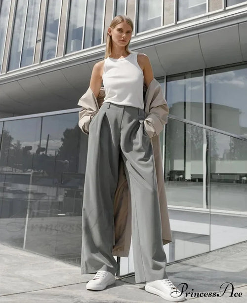 Antia Elegant Trousers Gray / S