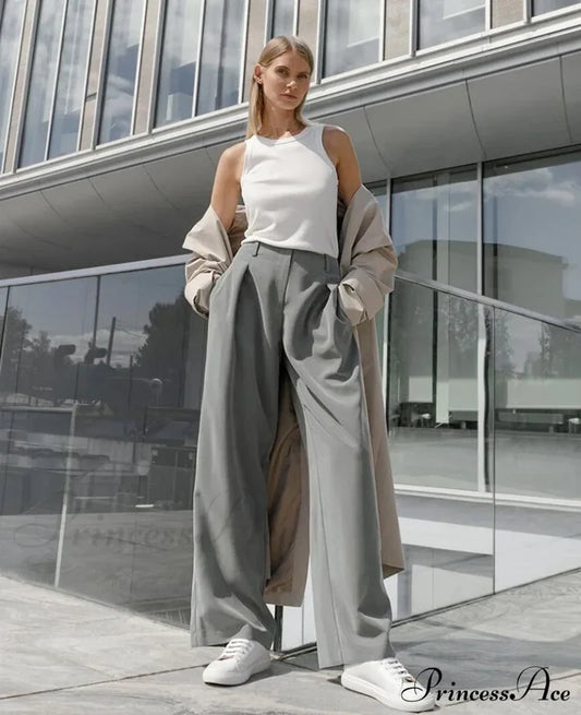 Antia Elegant Trousers Gray / S
