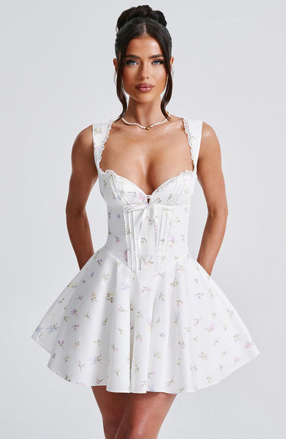 Antonella Mini Dress - Multi Floral Print Dress Babyboo Fashion Premium Exclusive Design