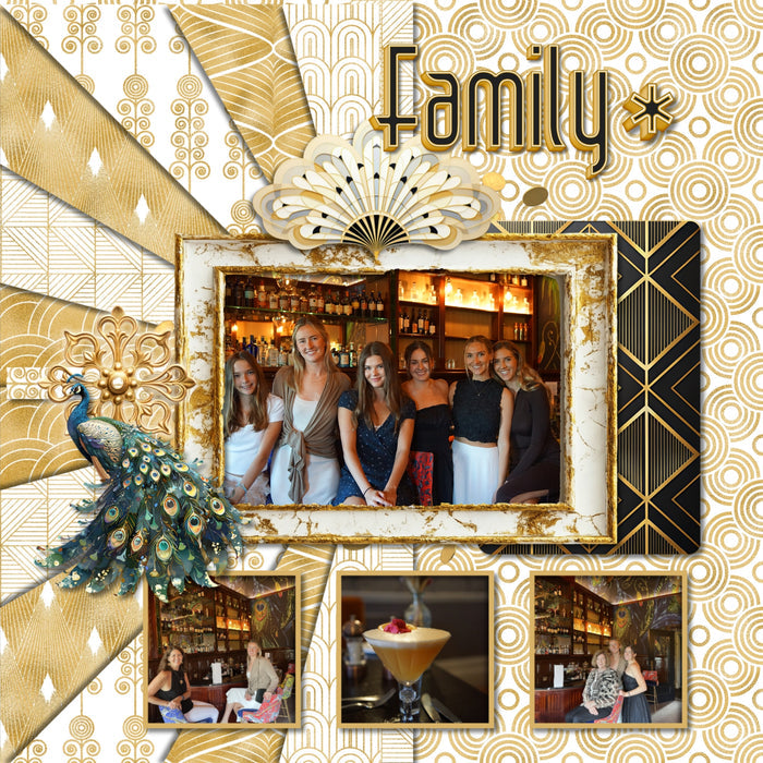 Inspired by the Great Gatsby, these beautiful and realistic Art Deco embellishments, patterned papers, photo mask frames, and alpha set by Lucky Girl Creative digital art from the Roaring 20's will help you create heritage digital scrapbooking pages and albums. Great for New Year's Eve, anniversary, birthday, black tie events, party, graduation, wedding, and more! Embellishments include skyscraper building, clip, clock, pocket watch, bow tie, dress, gown, shoe, top hat, fashion, satin, glove, column.