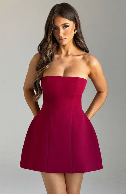 Asha Mini Dress - Wine Dress Babyboo Fashion Premium Exclusive Design
