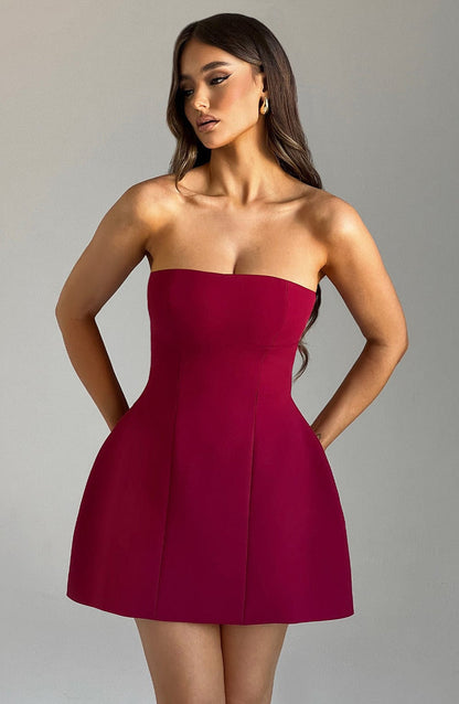 Asha Mini Dress - Wine Dress Babyboo Fashion Premium Exclusive Design