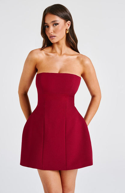 Asha Mini Dress - Wine Dress Babyboo Fashion Premium Exclusive Design