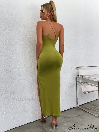 Asymmetrical Neck Glitter Trendy Strap Cut Out Dress Dresses