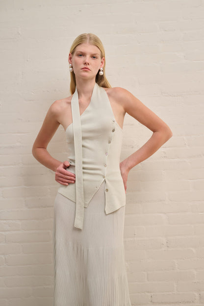 Asymmetrical one shoulder knit top