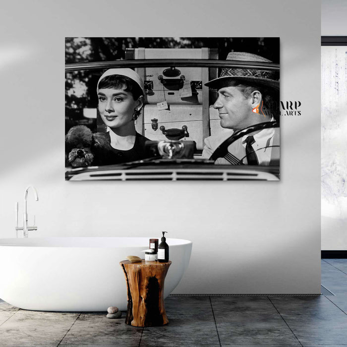 Audrey Hepburn And Humphrey Bogart Canvas Wall Art