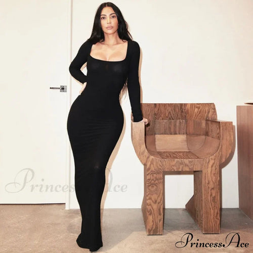 Aziel Elegant Maxi Dress Black / S