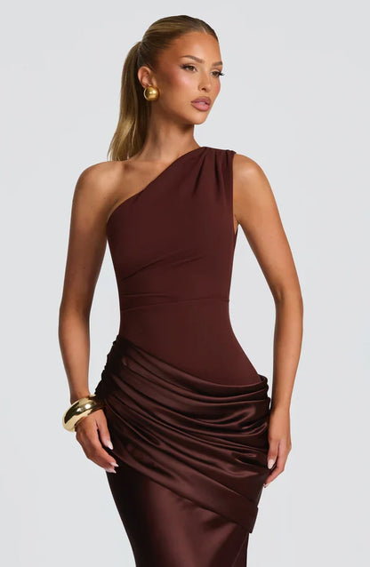 Azure Grace One-Shoulder Maxi Dress