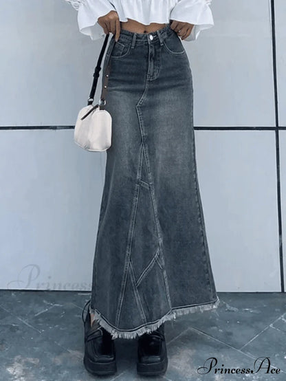 Back Slit Graceful Bodycon Maxi Dress Blue / S Skirts