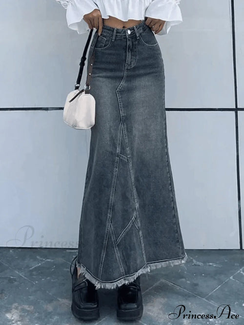 Back Slit Graceful Bodycon Maxi Dress Blue / S Skirts