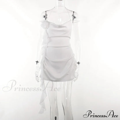 Backless Cowl Neck Flower Frill Mini Dress Free From Label