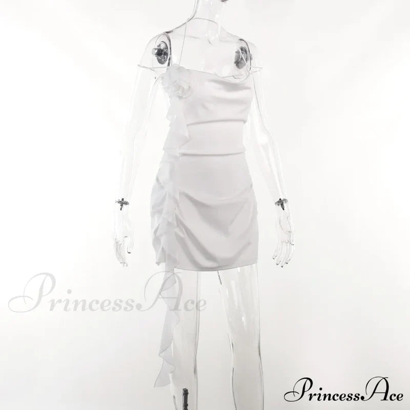 Backless Cowl Neck Charming Flower Frill Mini Dress