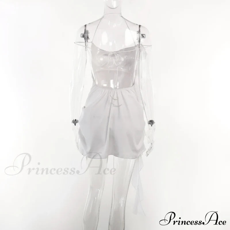 Backless Cowl Neck Charming Flower Frill Mini Dress