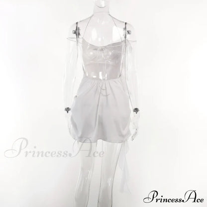 Backless Cowl Neck Charming Flower Frill Mini Dress