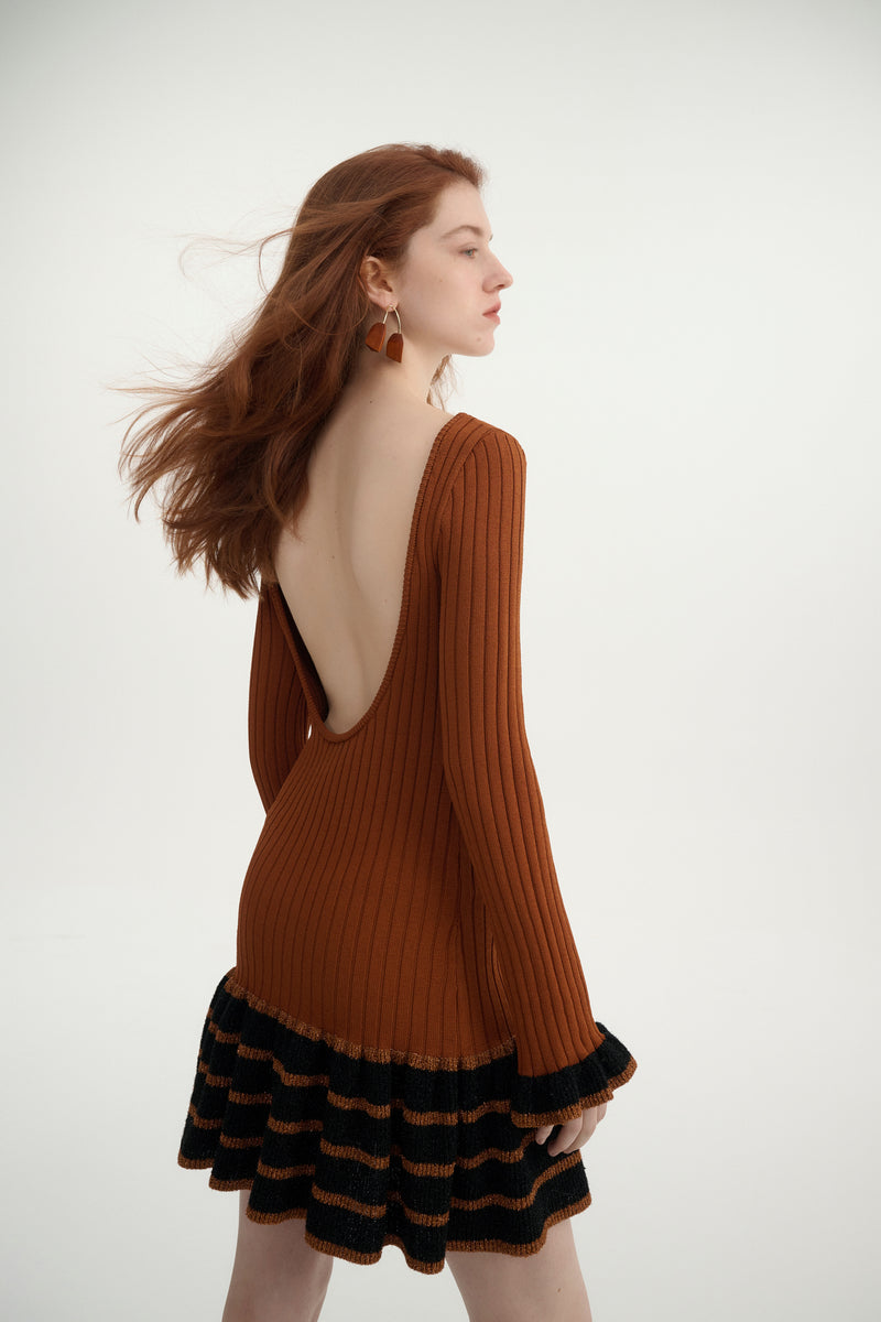 Backless ruffle dress
