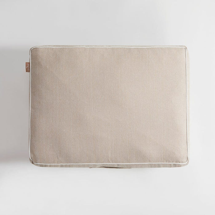Bailey Pillow Dog Bed - Natural Herringbone - DUSK