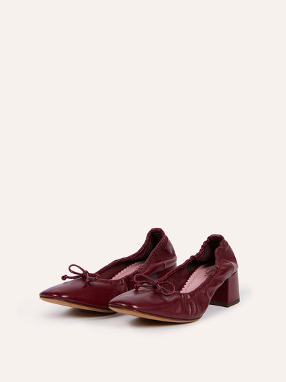 NICOISE burgundy leather ballerinas, side view by Rouje