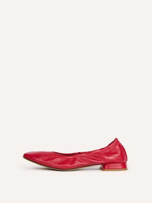 NINA red leather ballet flats, front view by Rouje