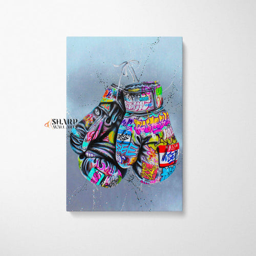Banksy Boxing Gloves Canvas Wall Art - SharpWallArts