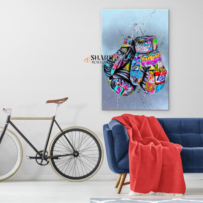 Banksy Boxing Gloves Canvas Wall Art - SharpWallArts