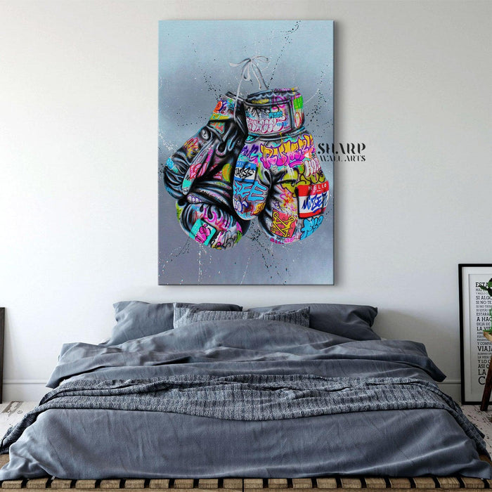 Banksy Boxing Gloves Canvas Wall Art - SharpWallArts