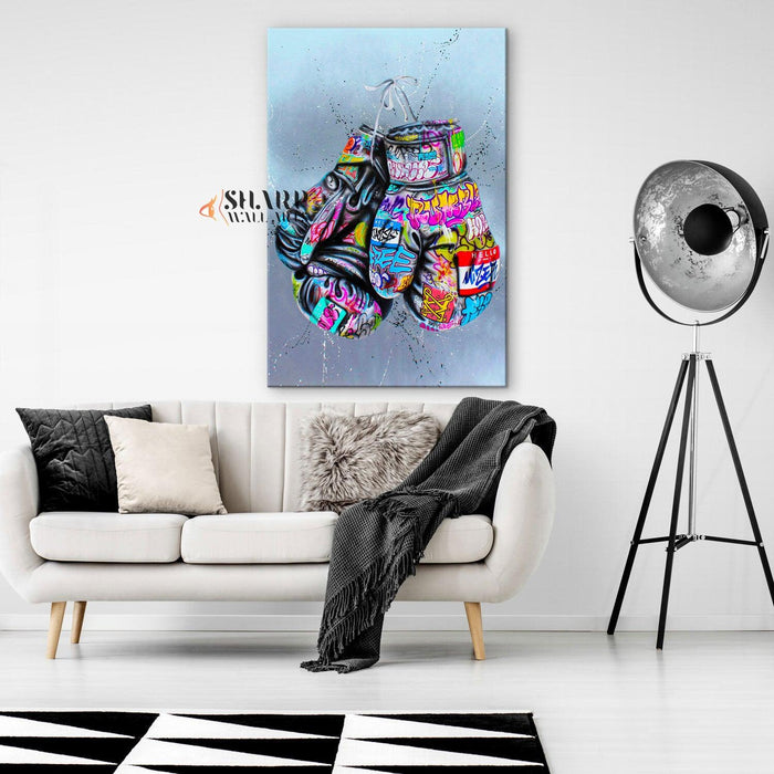 Banksy Boxing Gloves Canvas Wall Art - SharpWallArts