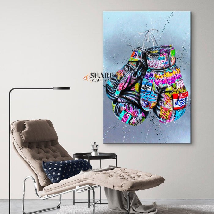 Banksy Boxing Gloves Canvas Wall Art - SharpWallArts