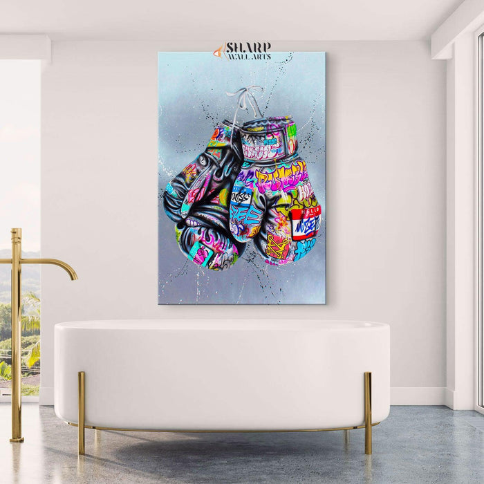 Banksy Boxing Gloves Canvas Wall Art - SharpWallArts