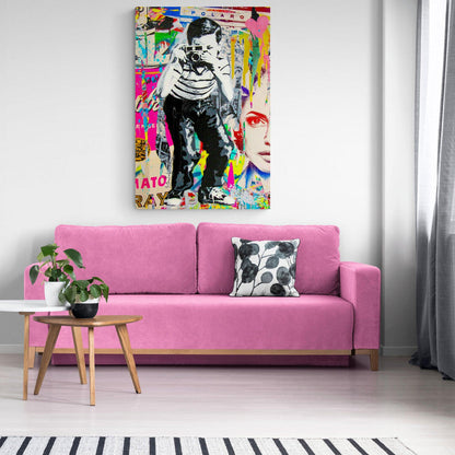 Banksy Polaroid Boy Canvas Wall Art - SharpWallArts