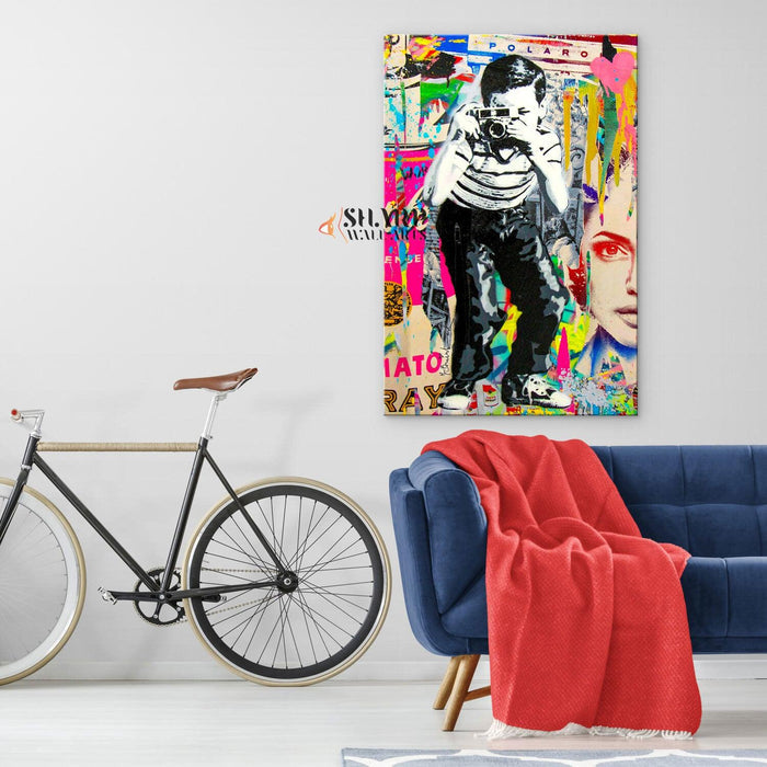 Banksy Polaroid Boy Canvas Wall Art - SharpWallArts