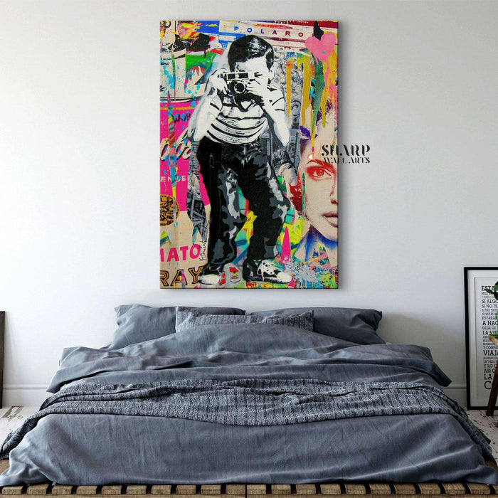 Banksy Polaroid Boy Canvas Wall Art - SharpWallArts