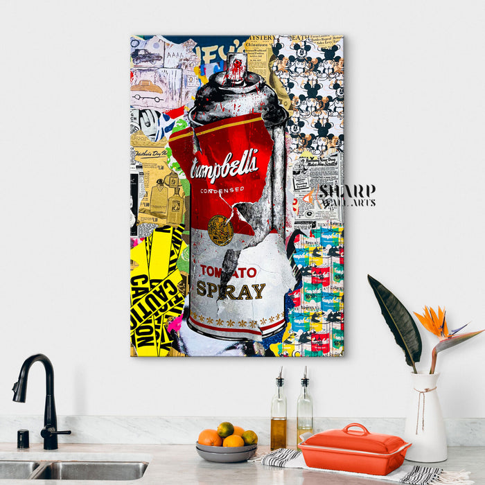 Banksy Style Tomato Spray Canvas Wall Art