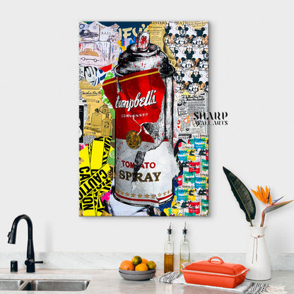 Banksy Style Tomato Spray Canvas Wall Art
