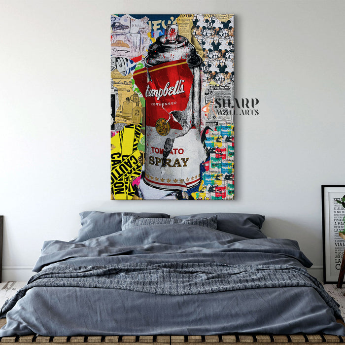 Banksy Style Tomato Spray Canvas Wall Art