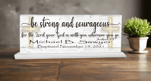 Baptism Gift Personalized Be Strong and Courageous