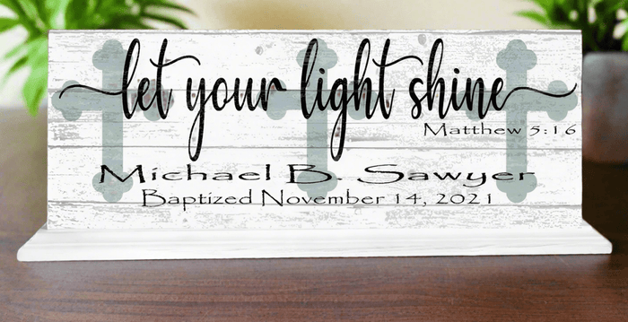 Baptism Gift Personalized Keepsake Present Let Your Light Shine - Broad Bay Personalized Gifts Shipped Fast