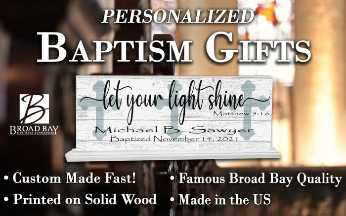 Baptism Gift Personalized Keepsake Present Let Your Light Shine - Broad Bay Personalized Gifts Shipped Fast