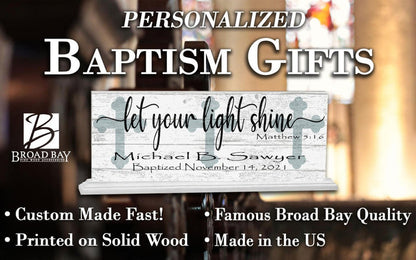 Baptism Gift Personalized Keepsake Present Let Your Light Shine - Broad Bay Personalized Gifts Shipped Fast