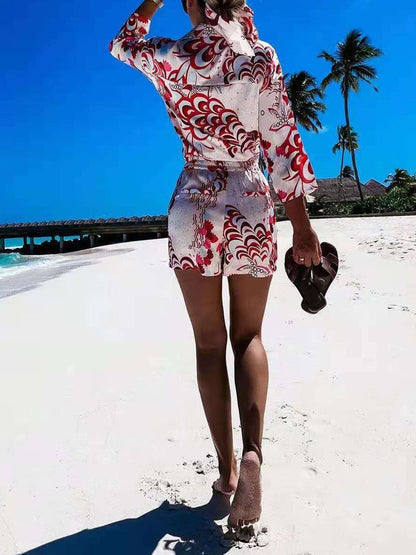 Baroque print Hawaiian Shirt Shorts Set