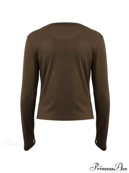 Basic Solid Graceful Crop Top Long Sleeves