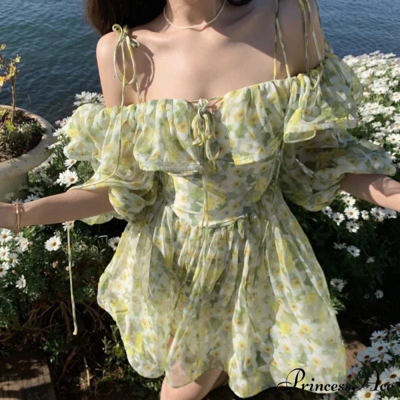 Beach Outfits Floral Trendy Fairy Boho Dresses Photo Color / S