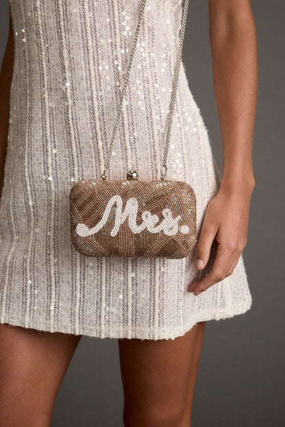 Beaded MRS Bag shown as part of a styled outfit ensemble.