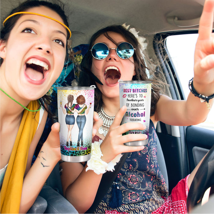 Best Bitches - Glitter Personalized Custom Tumbler - Birthday Christmas Gift For Best Friend, Bestie, BFF