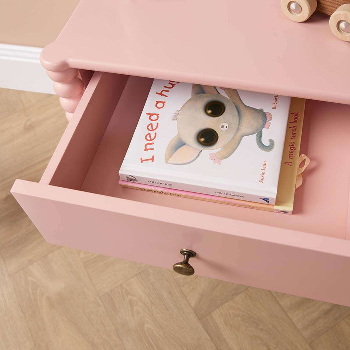 Betti Bobbin One Drawer Bedside Table - Pink