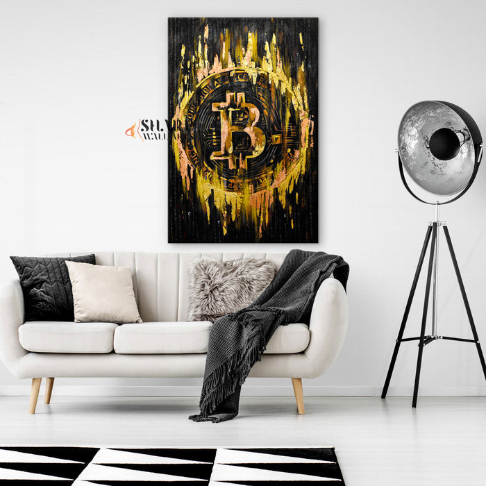 Bitcoin Gold Canvas Wall Art