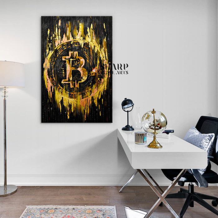 Bitcoin Gold Canvas Wall Art